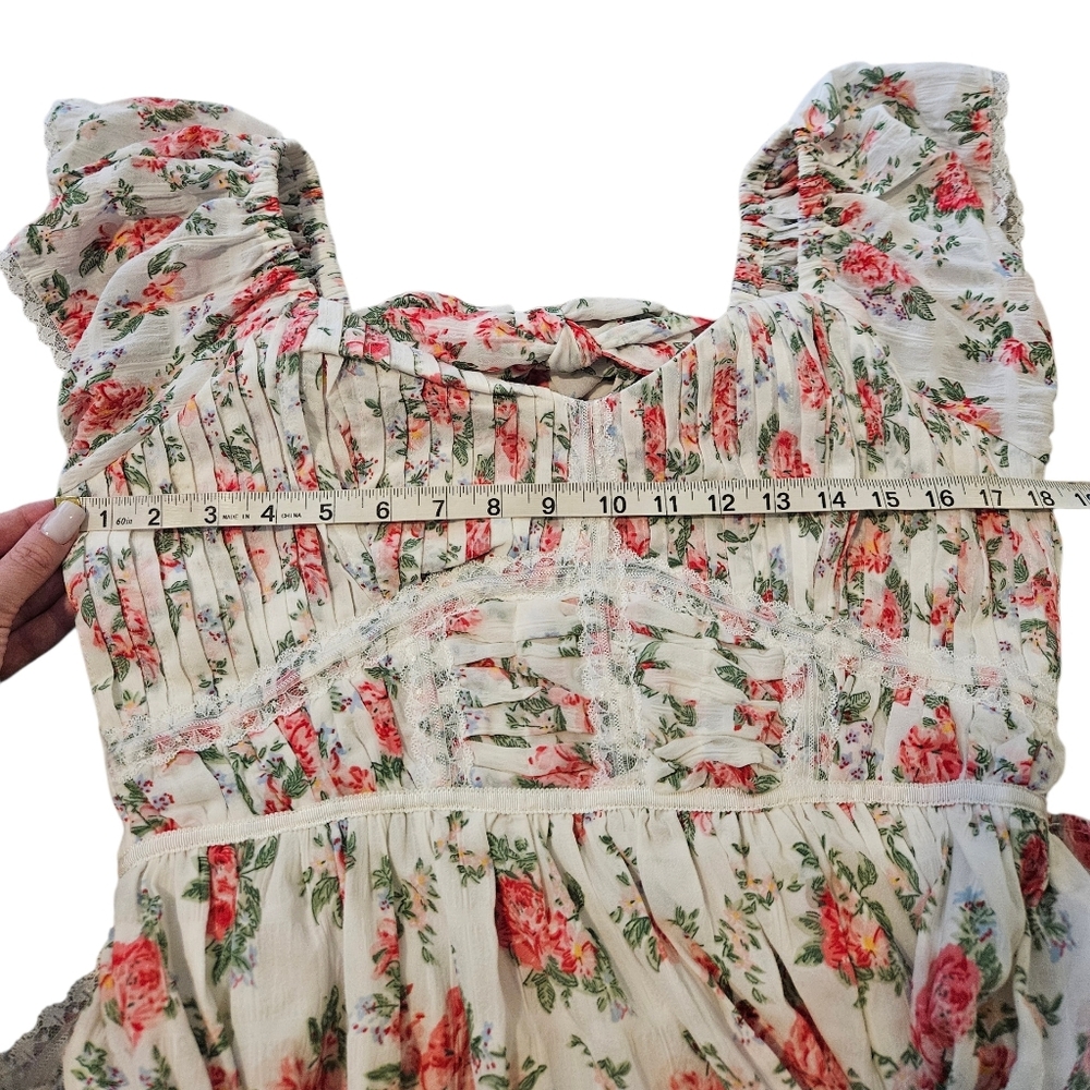 Altar’d State Bella Floral Ruffle Mini Dress White/Pink Size Medium - Picture 11 of 12
